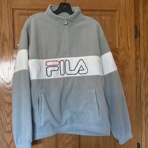 Fila Light Gray and White Half-Zip Fleece